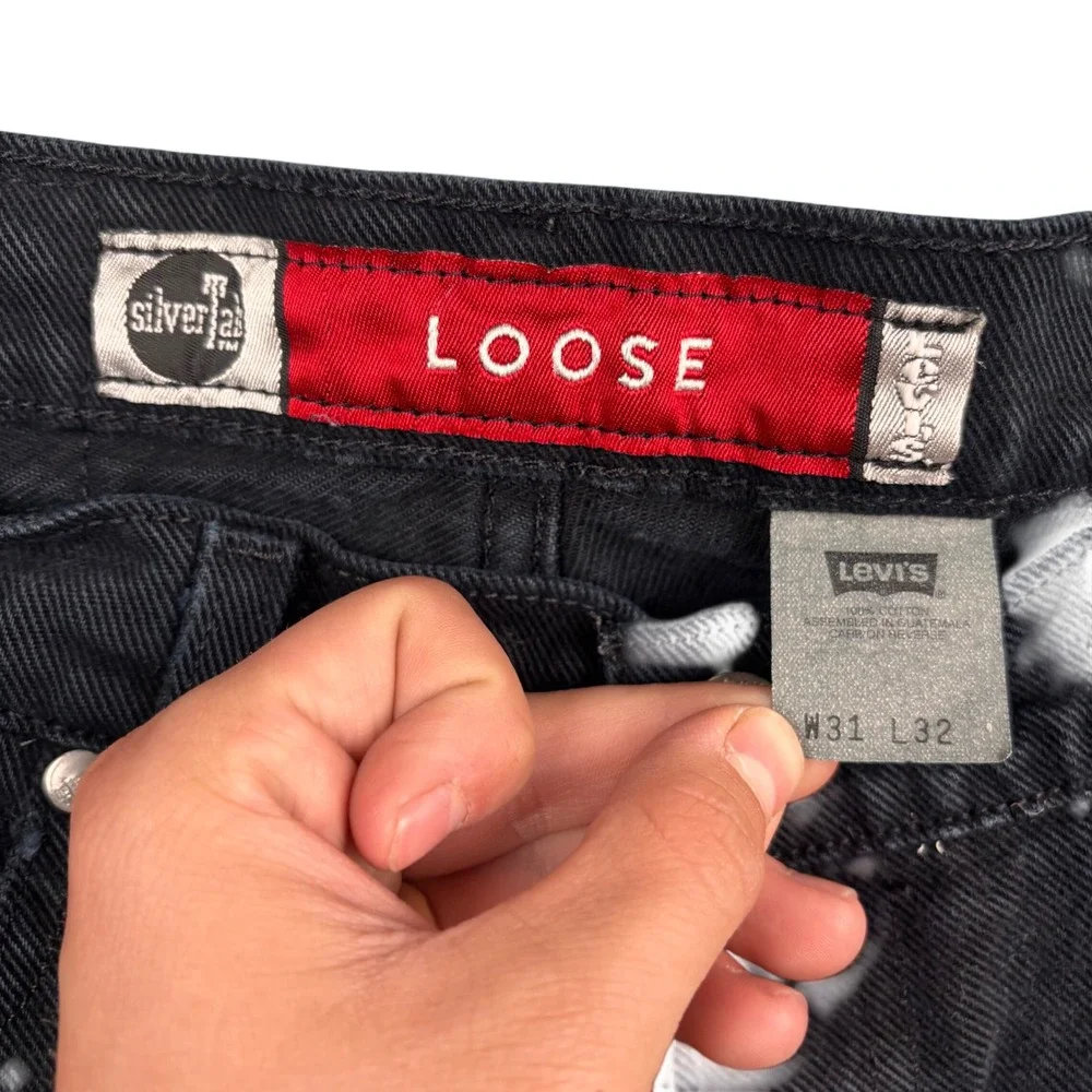Levis SilverTab Loose Fit Jeans Black Baggy Denim W31 L32 Vintage Style Y2K
